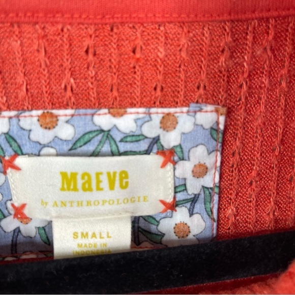 Maeve x Anthropologie Addie Ruffled Hacci Pullover Top In Orange Size S - Picture 6 of 6